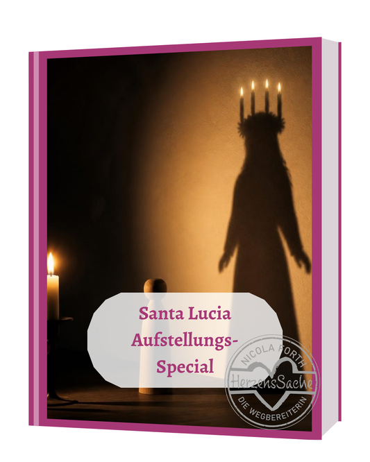 Buch Santa Lucia Aufstellungs-Special mit Schatten einer Frau mit Lichterkrone